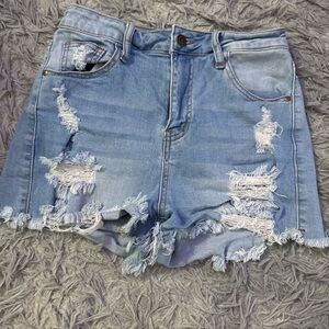 Fashion Nova light wash distressed shorts